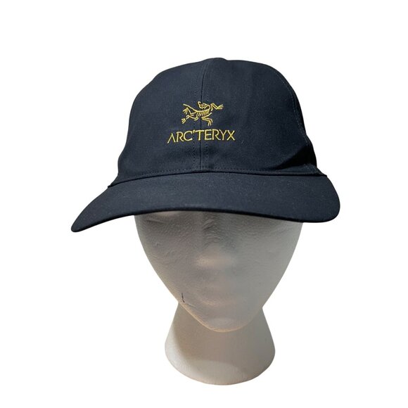 ArcTeryx Black Adjustable Baseball Cap Yellow Embroidered Logo S/M Polyester - Picture 1 of 9